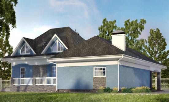 180-007-Л Проект двухэтажного дома с мансардой, гараж, небольшой загородный дом из газосиликатных блоков Орск | Проекты домов от House Expert