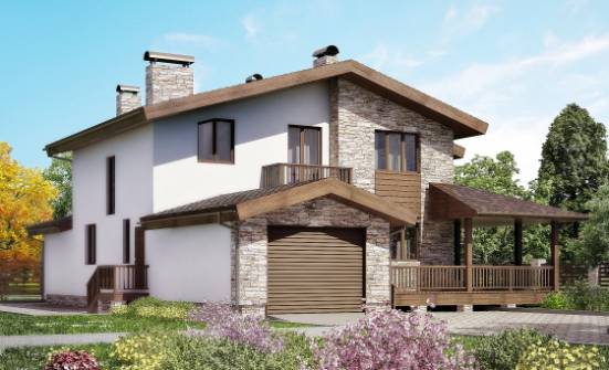 220-001-П Проект двухэтажного дома мансардой, гараж, простой коттедж из газосиликатных блоков Абдулино | Проекты домов от House Expert