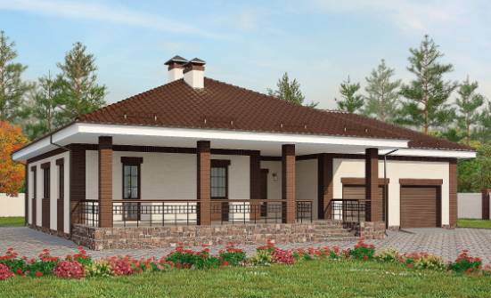 160-015-П Проект одноэтажного дома, гараж, компактный загородный дом из керамзитобетонных блоков Кувандык | Проекты домов от House Expert