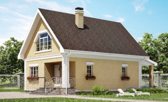 130-004-П Проект двухэтажного дома с мансардой, простой коттедж из газобетона Гай | Проекты домов от House Expert