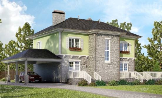 155-006-П Проект двухэтажного дома и гаражом, доступный дом из поризованных блоков Кувандык | Проекты домов от House Expert