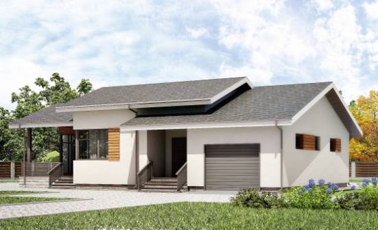 135-002-П Проект одноэтажного дома и гаражом, красивый дом из газобетона Бузулук | Проекты домов от House Expert