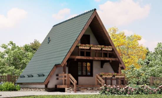 070-003-П Проект двухэтажного дома мансардой, доступный коттедж из дерева Новотроицк | Проекты домов от House Expert