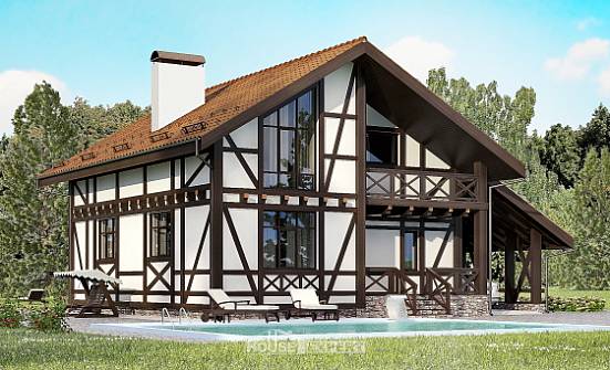 155-002-П Проект двухэтажного дома с мансардой и гаражом, классический дом из керамзитобетонных блоков Абдулино | Проекты домов от House Expert