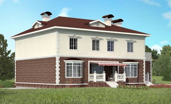 380-001-Л Проект двухэтажного дома и гаражом, современный загородный дом из кирпича Гай | Проекты домов от House Expert