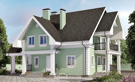 140-003-Л Проект двухэтажного дома с мансардным этажом, гараж, компактный загородный дом из арболита Бугуруслан | Проекты домов от House Expert