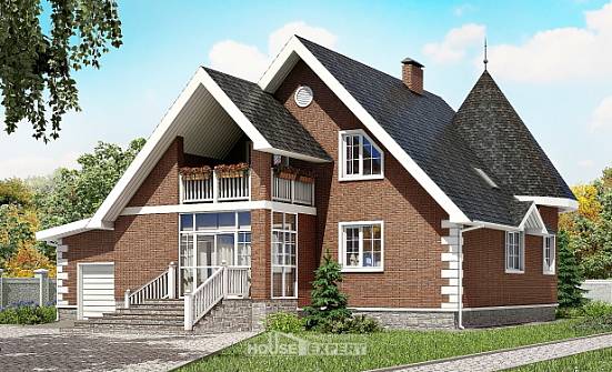 220-002-Л Проект двухэтажного дома мансардой, гараж, просторный коттедж из пеноблока Абдулино | Проекты домов от House Expert