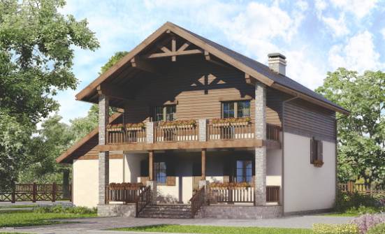 200-003-П Проект двухэтажного дома и гаражом, классический домик из газобетона Бузулук | Проекты домов от House Expert