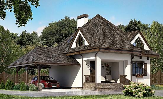 110-002-Л Проект двухэтажного дома мансардой и гаражом, небольшой загородный дом из теплоблока Бузулук | Проекты домов от House Expert