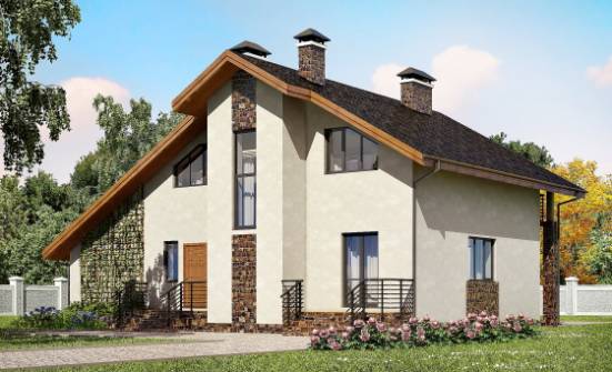 180-008-П Проект двухэтажного дома мансардой, гараж, простой коттедж из твинблока Гай | Проекты домов от House Expert