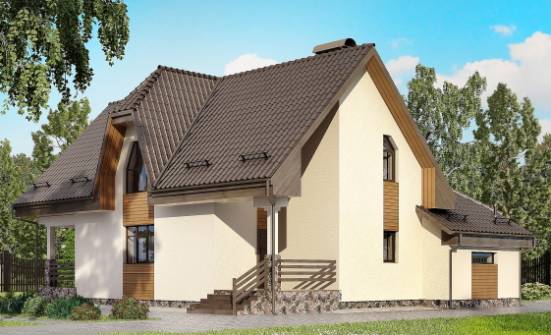 150-001-Л Проект двухэтажного дома с мансардным этажом и гаражом, красивый домик из твинблока Новотроицк | Проекты домов от House Expert