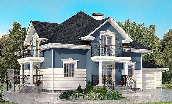180-002-П Проект двухэтажного дома с мансардой и гаражом, красивый загородный дом из кирпича Оренбург | Проекты домов от House Expert