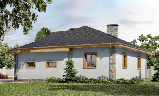 130-006-П Проект одноэтажного дома и гаражом, доступный загородный дом из твинблока Оренбург | Проекты домов от House Expert