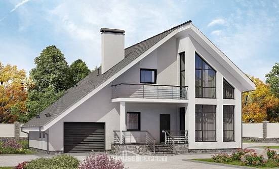 200-007-Л Проект двухэтажного дома с мансардным этажом, гараж, простой домик из блока Бузулук | Проекты домов от House Expert