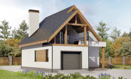 120-005-П Проект двухэтажного дома мансардой, гараж, компактный домик из блока Новотроицк | Проекты домов от House Expert