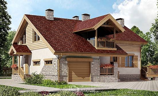 165-002-П Проект двухэтажного дома с мансардой и гаражом, классический домик из газосиликатных блоков Абдулино | Проекты домов от House Expert