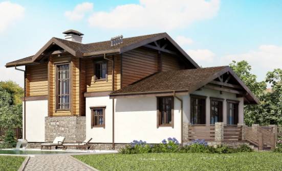 170-004-Л Проект двухэтажного дома мансардой и гаражом, доступный дом из арболита из дерева Кувандык | Проекты домов от House Expert