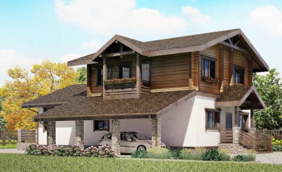170-004-Л Проект двухэтажного дома мансардой и гаражом, доступный дом из арболита из дерева Кувандык | Проекты домов от House Expert