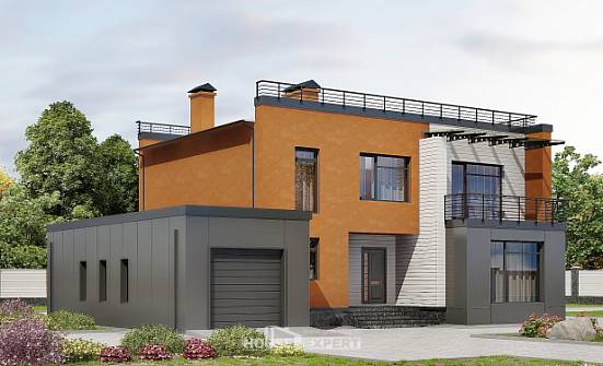 260-002-Л Проект двухэтажного дома, гараж, классический дом из арболита Гай | Проекты домов от House Expert
