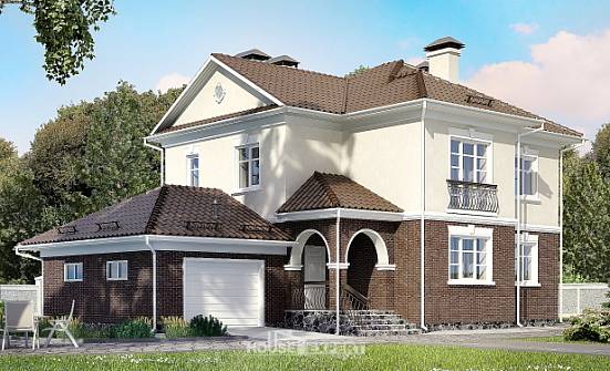 190-002-Л Проект двухэтажного дома, гараж, средний домик из пеноблока Кувандык | Проекты домов от House Expert
