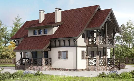 180-014-П Проект двухэтажного дома мансардный этаж, красивый дом из блока Оренбург | Проекты домов от House Expert