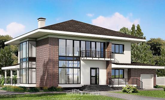 275-002-П Проект двухэтажного дома и гаражом, огромный коттедж из кирпича Новотроицк | Проекты домов от House Expert