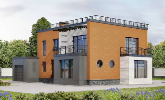 260-002-Л Проект двухэтажного дома, гараж, классический дом из арболита Гай | Проекты домов от House Expert