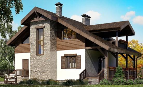 150-004-Л Проект двухэтажного дома мансардный этаж, классический коттедж из пеноблока Бузулук | Проекты домов от House Expert