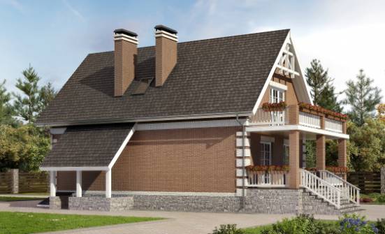 200-009-Л Проект трехэтажного дома с мансардой и гаражом, средний дом из блока Медногорск | Проекты домов от House Expert