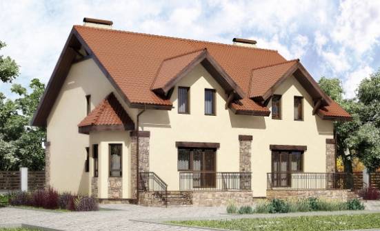 240-001-П Проект двухэтажного дома мансардой, уютный загородный дом из бризолита Медногорск | Проекты домов от House Expert