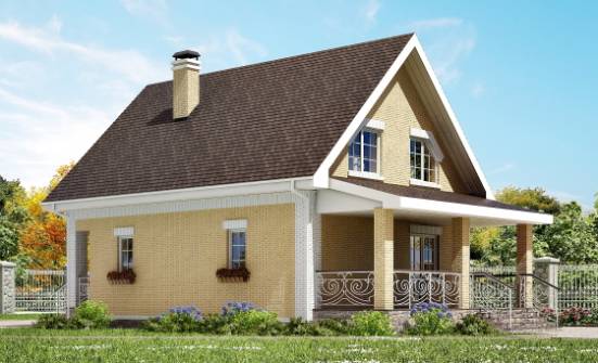 130-004-П Проект двухэтажного дома с мансардой, простой коттедж из газобетона Гай | Проекты домов от House Expert