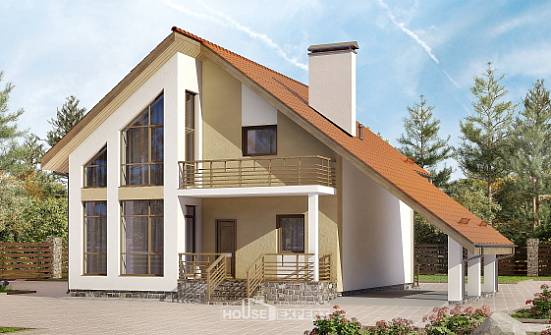 170-009-П Проект двухэтажного дома мансардой, гараж, классический загородный дом из пеноблока Оренбург | Проекты домов от House Expert