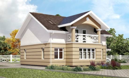 155-009-П Проект двухэтажного дома мансардой, бюджетный загородный дом из газобетона Кувандык | Проекты домов от House Expert