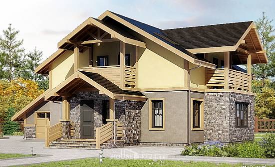 180-011-П Проект двухэтажного дома мансардой, гараж, бюджетный дом из бризолита Бузулук | Проекты домов от House Expert