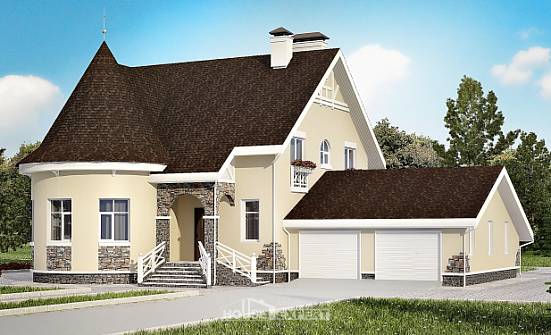 275-001-Л Проект двухэтажного дома мансардой и гаражом, современный загородный дом из кирпича Орск | Проекты домов от House Expert