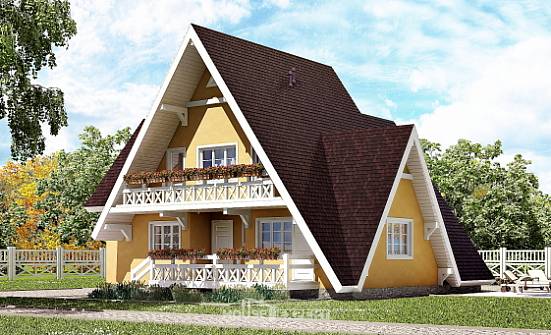 155-008-П Проект двухэтажного дома мансардный этаж, современный коттедж из бревен Орск | Проекты домов от House Expert