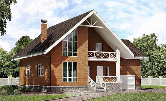 215-001-П Проект двухэтажного дома с мансардным этажом, гараж, просторный домик из бризолита Гай | Проекты домов от House Expert