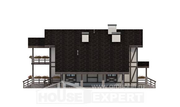 250-002-Л Проект двухэтажного дома мансардой и гаражом, просторный загородный дом из кирпича Оренбург, House Expert