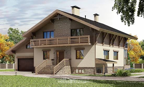 420-001-Л Проект трехэтажного дома с мансардным этажом, гараж, современный домик из кирпича Медногорск | Проекты домов от House Expert