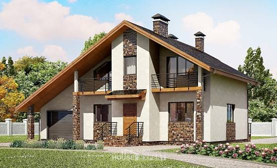 180-008-Л Проект двухэтажного дома мансардный этаж и гаражом, просторный коттедж из твинблока Кувандык | Проекты домов от House Expert