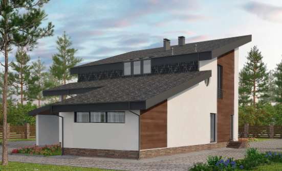 230-001-П Проект двухэтажного дома с мансардным этажом, простой загородный дом из кирпича Орск | Проекты домов от House Expert