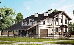250-002-Л Проект двухэтажного дома с мансардным этажом и гаражом, просторный загородный дом из кирпича Гай, House Expert