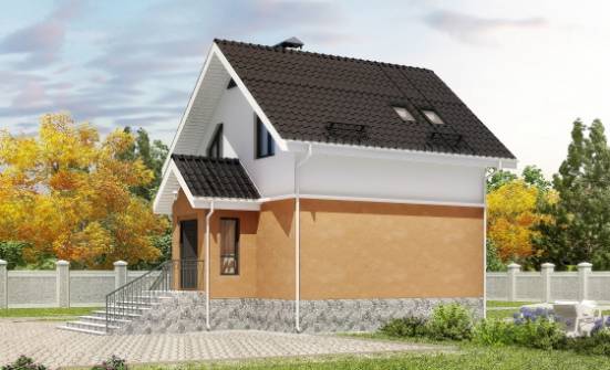 100-005-Л Проект трехэтажного дома мансардой, небольшой загородный дом из бризолита Гай | Проекты домов от House Expert