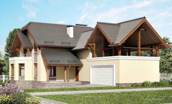 255-003-П Проект трехэтажного дома с мансардой, гараж, средний коттедж из твинблока Абдулино | Проекты домов от House Expert