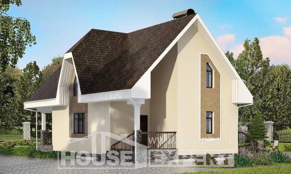 125-001-Л Проект двухэтажного дома с мансардным этажом, уютный коттедж из пеноблока Соль-Илецк, House Expert