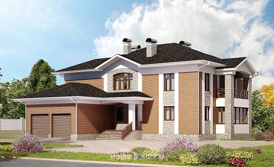 520-002-Л Проект трехэтажного дома и гаражом, красивый коттедж из газосиликатных блоков Кувандык | Проекты домов от House Expert