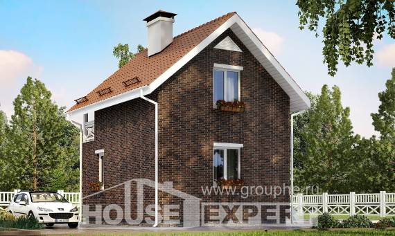 045-001-Л Проект двухэтажного дома с мансардным этажом, махонький дом из теплоблока Орск, House Expert