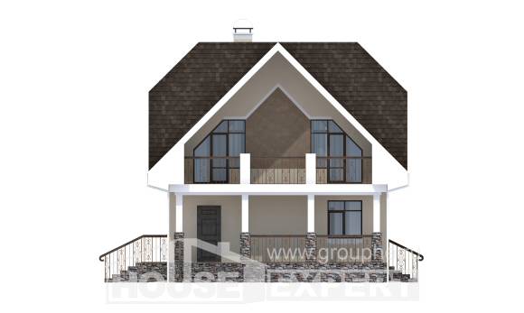 125-001-Л Проект двухэтажного дома с мансардой, современный загородный дом из теплоблока Оренбург, House Expert