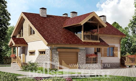 165-002-П Проект двухэтажного дома с мансардой, гараж, классический дом из теплоблока Медногорск, House Expert
