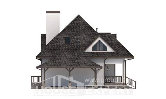 110-002-Л Проект двухэтажного дома мансардой, гараж, уютный коттедж из газобетона Орск, House Expert